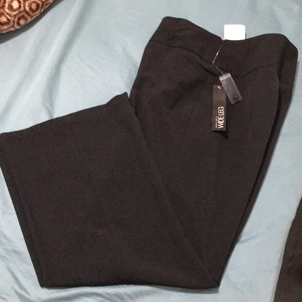 Wide leg black dress pants